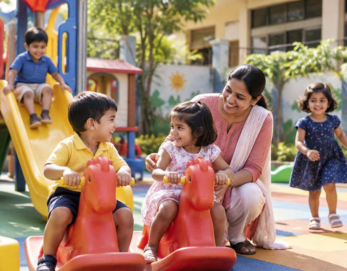 Children enjoying supervised outdoor play